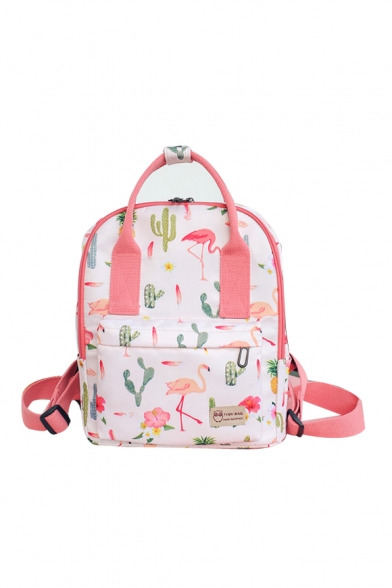 Flamingo Cactus Printed Cute Backpack School Bag