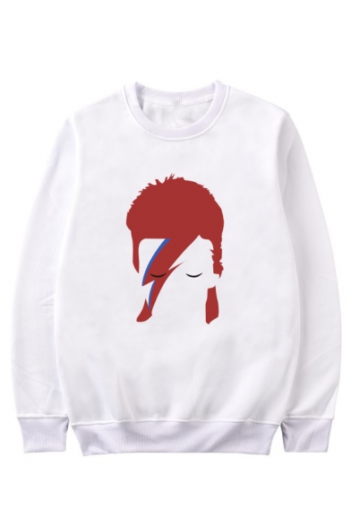 Hip Hop Style Character Printed Round Neck Long Sleeve Sweatshirt