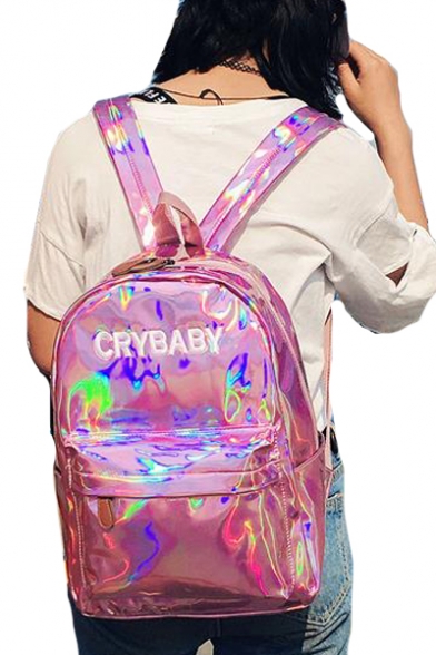 Laser CRYBABY Letter Pattern Cool Unisex Backpack School Bag
