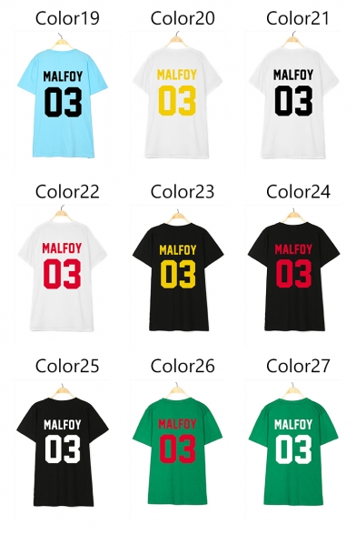 MALFOY 03 Letter Printed Round Neck Short Sleeve Tee