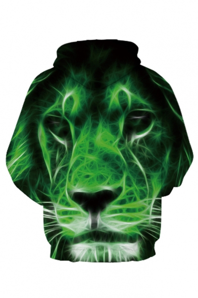 Popular Digital Lion Printed Long Sleeve Loose Hoodie