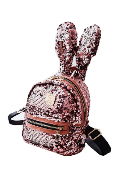 Sequined Embellished Rabbit's Ears Fashion Backpack Bag