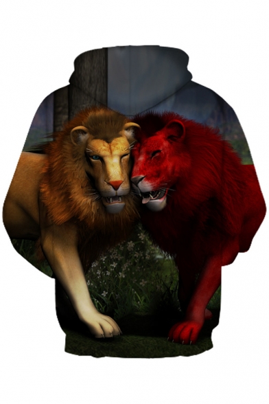 3D Lovely Lions Printed Long Sleeve Casual Hoodie
