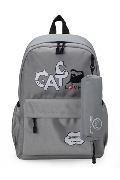 CAT Letter Printed Stylish Backpack School Bag