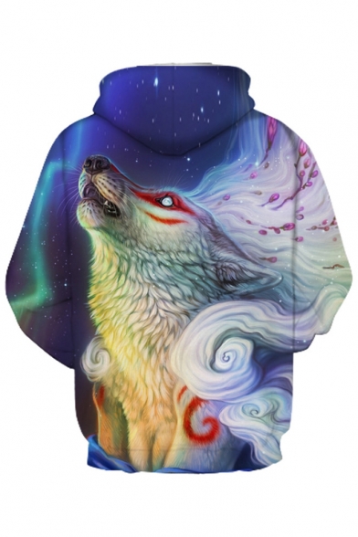 3D Wolf Printed Leisure Long Sleeve Loose Hoodie