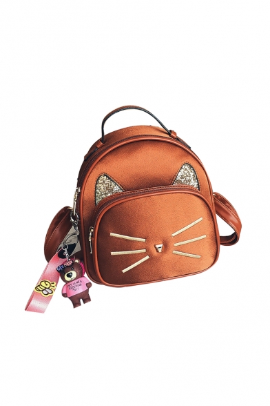 Fashionable Cat Pattern PU School Bag Backpack