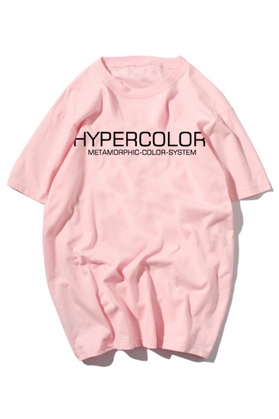 HYPER COLOR Letter Printed Round Neck Short Sleeve Tee
