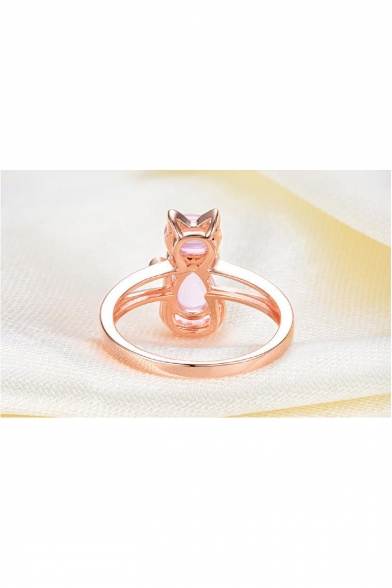 Unique Diamante Embellished Cat Gilded Ring