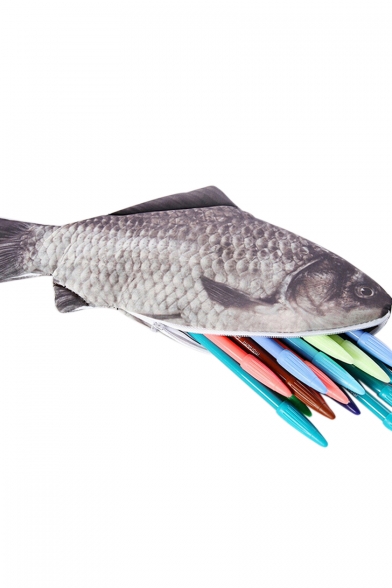Comic 3D Fish Pattern Zippered Pencil Case
