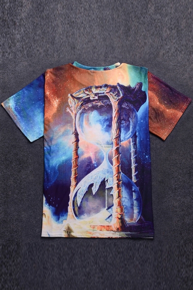 Fancy Galaxy Hourglass Printed Round Neck Short Sleeve Tee
