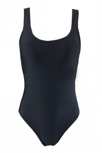 Fashion Ombre Printed Round Neck Sleeveless Crisscross Back One Piece Swimwear