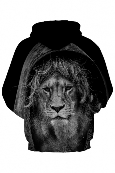 Popular 3D Lion Printed Long Sleeve Unisex Hoodie