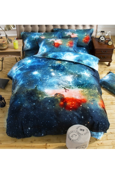 Fancy Galaxy Universe Printed Three Pieces Bedding Sets Duvet Cover Set Bed Pillowcase
