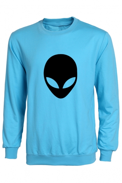 Fashion Round Neck Alien Printed Long Sleeve Sweatshirt