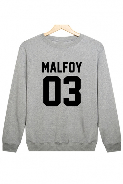 MALFOY 03 Letter Printed Round Neck Long Sleeve Sweatshirt