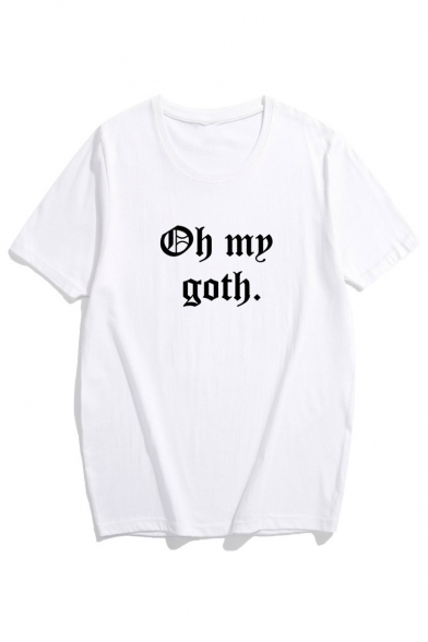 OH MY GOTH Letter Printed Round Neck Short Sleeve Tee