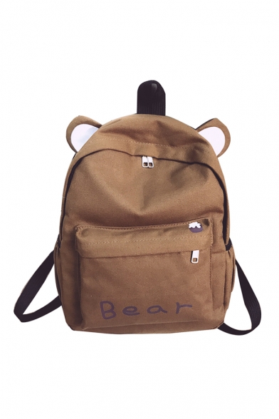 BEAR Letter Printed Ears Embellished Backpack School Bag