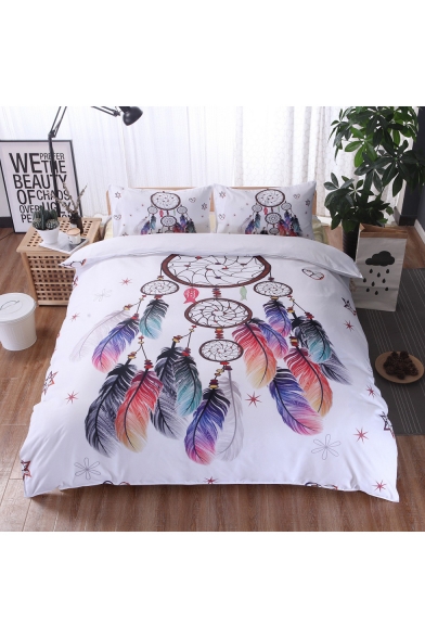 Dream Catcher Feather Printed Three Pieces Bedding Sets Duvet Cover Set Bed Pillowcase