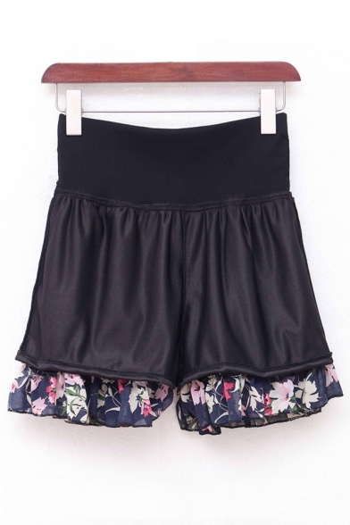 High Waist Floral Printed Layer Chiffon Mini A-Line Skirt