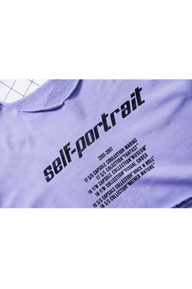 SELF-PORTRAIT Letter Printed Round Neck Long Sleeve Crop Sweatshirt