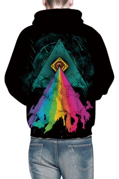 Triangle Rainbow Color Printed Long Sleeve Unisex Hoodie