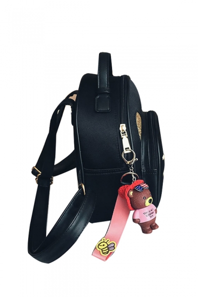 Fashionable Cat Pattern PU School Bag Backpack