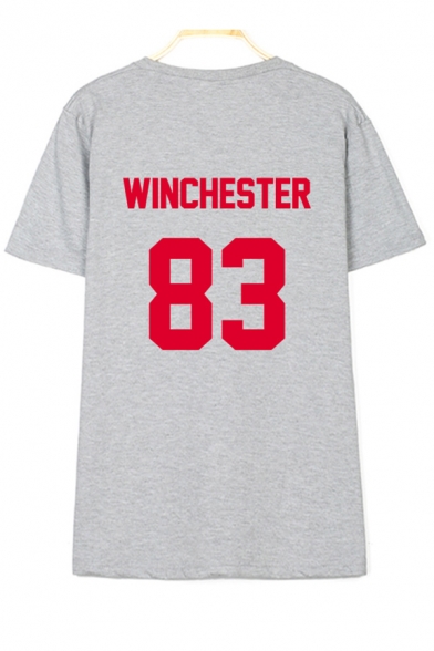 83 WINCHESTER Letter Printed Round Neck Short Sleeve Tee