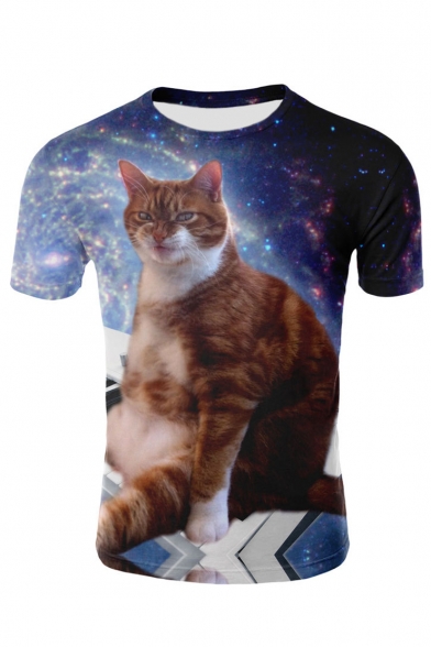 

Cat Galaxy Printed Round Neck Short Sleeve Tee, LC478906