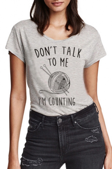 DON'T TALK TO ME Letter Graphic Printed Round Neck Short Sleeve Tee