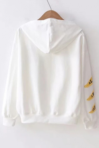 Letter Graphic Embroidered Applique Long Sleeve Loose Hoodie