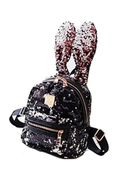 Sequined Embellished Rabbit's Ears Fashion Backpack Bag