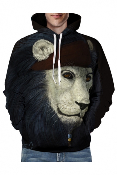 Chic 3D Lion Printed Long Sleeve Leisure Oversize Hoodie