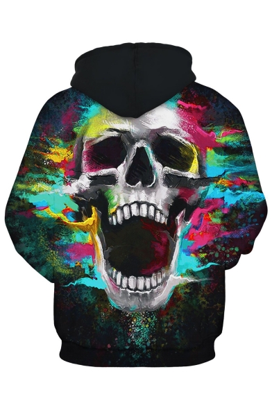 Colorful Skull Printed Long Sleeve Unisex Hoodie