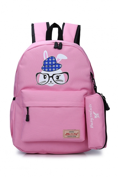 Glasses Rabbit Printed Backpack School Bag