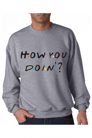 HOW YOU Letter Printed Round Neck Long Sleeve Sweatshirt