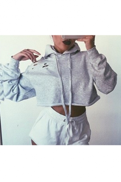 cropped cut out hoodie