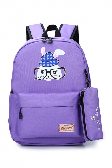 Glasses Rabbit Printed Backpack School Bag