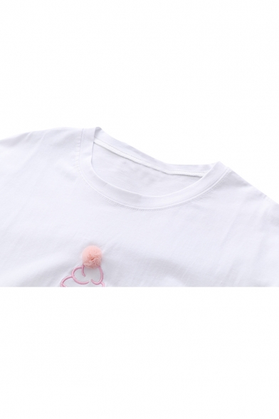 SO SWEET Letter Ice Cream Embroidered Round Neck Short Sleeve Tee