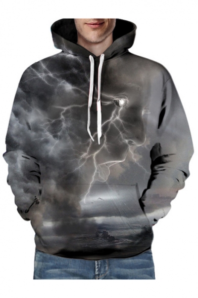 

3D Lightening Character Printed Long Sleeve Unisex Hoodie, LC479562