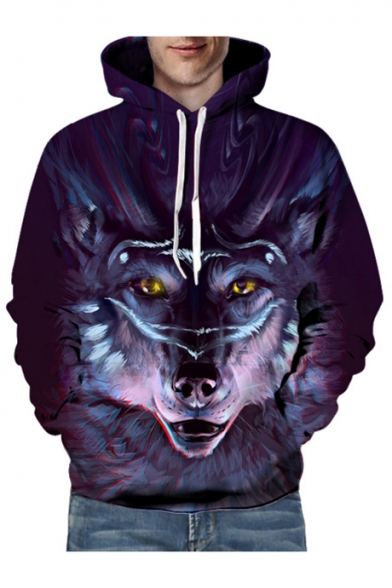 

3D Oversize Wolf Printed Long Sleeve Leisure Unisex Hoodie