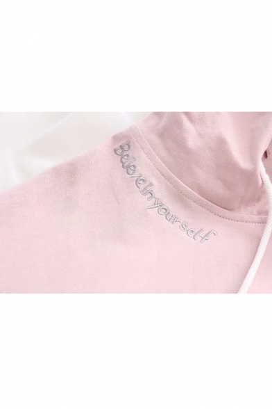 BELIEVE IN YOURSELF Letter Embroidered Loose Long Sleeve Hoodie