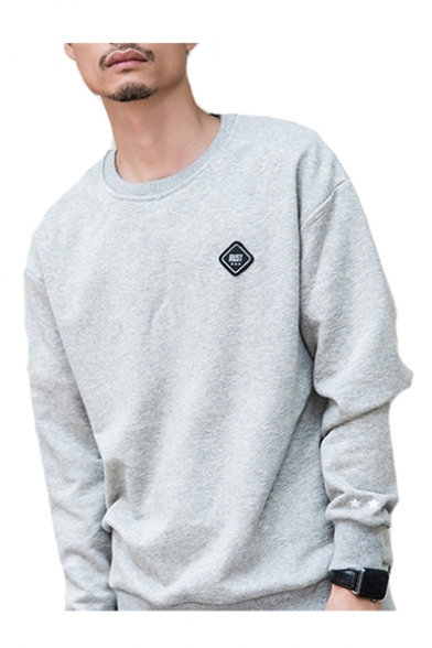 Geometric Printed Back Round Neck Long Sleeve Leisure Sweatshirt