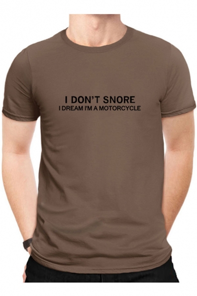 I DON'T SNORE Letter Printed Round Neck Short Sleeve Tee