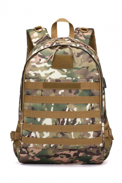 PUBG Chicken Dinner Velcro Patched Camouflage Printed Backpack School Bag