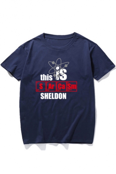 THIS SI SHELDON Letter Printed Round Neck Short Sleeve Graphic Tee
