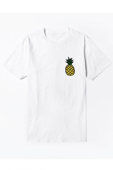 Pineapple Printed Round Neck Short Sleeve Summer T-Shirt