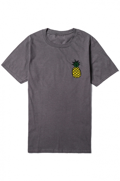 Pineapple Printed Round Neck Short Sleeve Summer T-Shirt