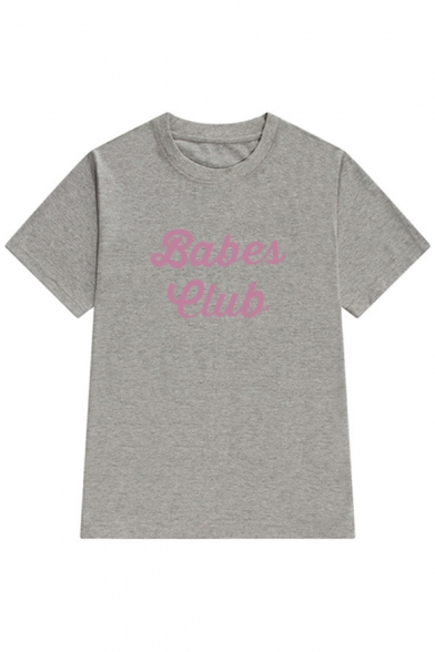 BABES CLUB Letter Printed Round Neck Short Sleeve T-Shirt