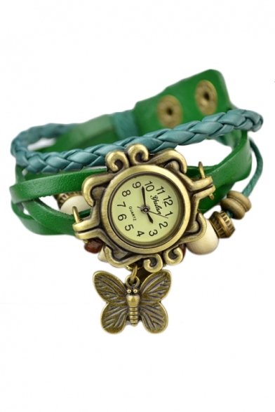 Chic Women's Chain Style Watch with Butterfly Pendant
