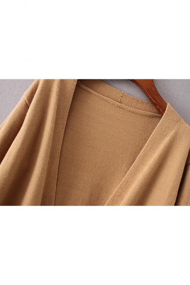 Fall Collection Collarless Plain Long Sleeve Tunic Cardigan